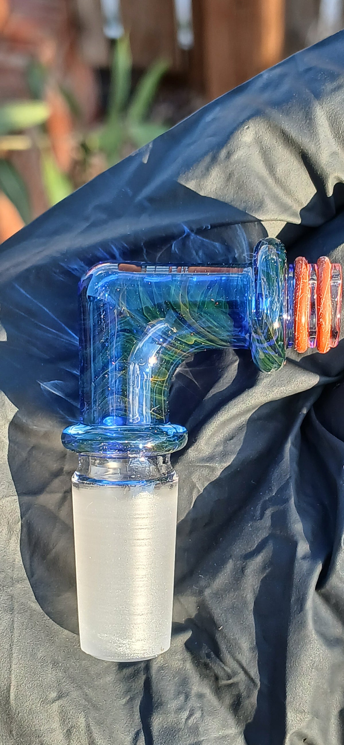 Gold fumed/Colbalt puffco link adaptor 14mm 90°