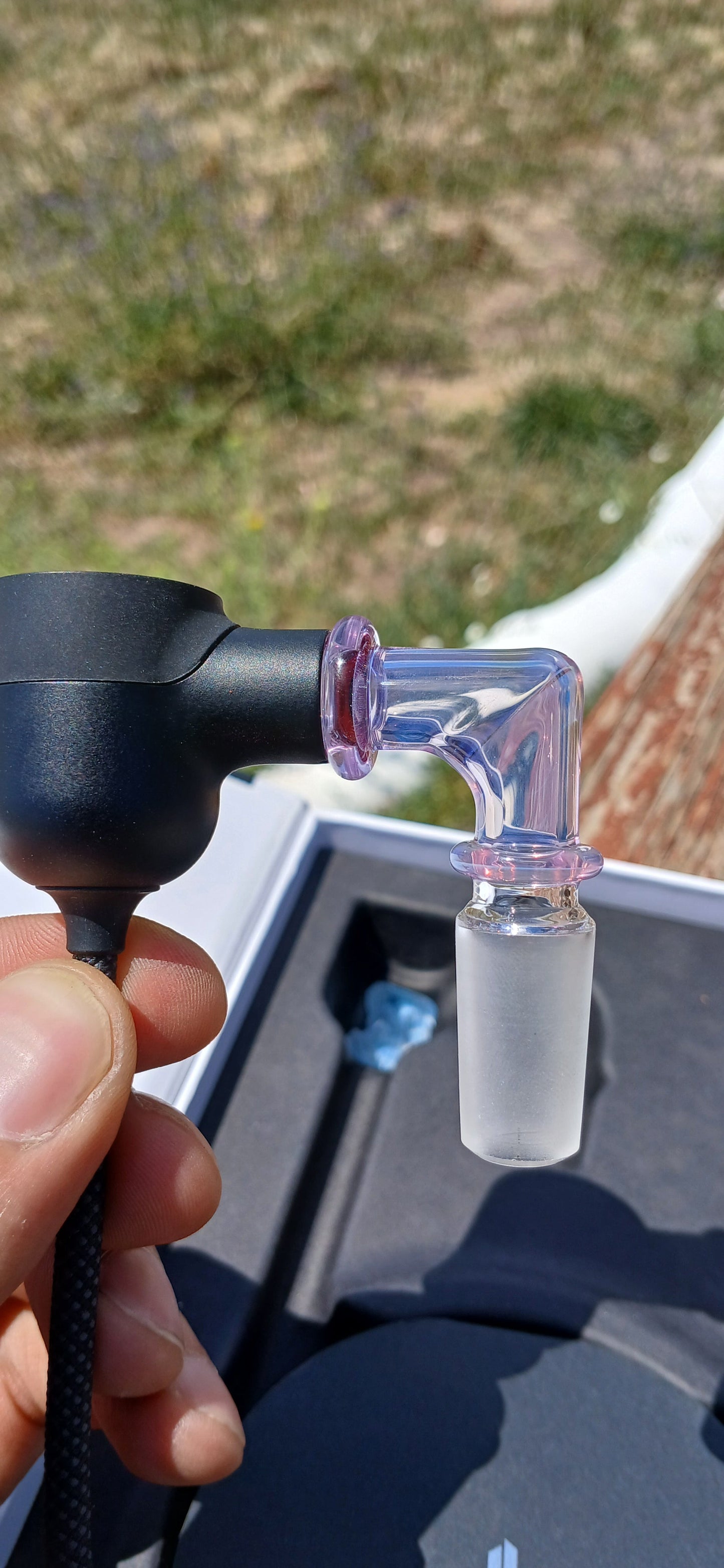 Lavender gold/silver fume puffco link adaptor 14mm X Studios